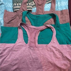 lululemon athletica Pink and Green Tank Tops